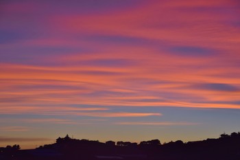 sunset on the hill / fiery sunset on the hill