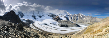 Diavolezza Glacier Mountain Scenery Landscape Switzerland / High altitude glacier mountain landscape at Diavolezza Engadin Graubuenden Switzerland Europe panoramic view outdoor nature background
