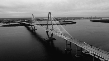 Black and white / Charleston sc, bridge, river crossing