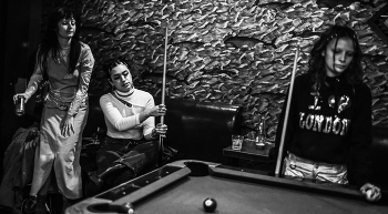 &nbsp; / Ladies playing pool. 
Gold Room Brooklyn, NY