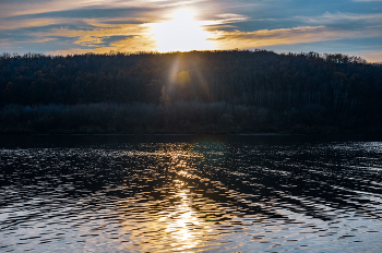 Sonnenuntergang am Fluss / Nikon D 7000 Nikon 35 mm 1.8