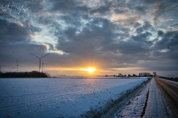 Dezembersonne / Schnee in Nordfriesland im Dezember