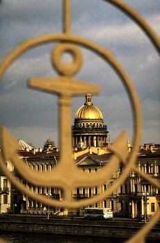 Saint Isaac's Cathedral - Saint Petersburg, Russia / Saint Petersburg is located on the Neva River, at the head of the Gulf of Finland; the easternmost arm of the Baltic.
On a photo walk in Russia's second largest city I chose to frame the golden dome of Saint Isaac's Cathedral within an anchor; to emphasize Saint Petersburg's connection with the sea.
Founded by Peter the Great in 1703, Saint Petersburg became the imperial capital of Russia until 1918. The Baltic port was also known as Petrograd in 1914, then Leningrad in 1924, before reverting back to Saint Petersburg in 1991.
https://travelnotes.org/pics/Europe/14-Saint_Petersburg_Russia.htm