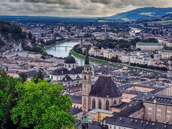 Salzburg - vista general des de la fortalesa de Hohensalzburg - Àustria / Salzburg - vista general des de la fortalesa de Hohensalzburg - Àustria