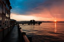 Sonnenuntergang in einem kleinen Hafen / sunset at small port