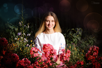 Mädchen mit Blumen / ***