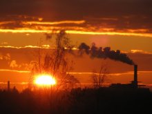 Winter Sonnenuntergang aus dem Fenster / ***