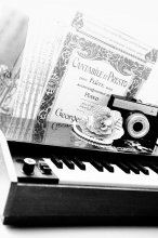 Mischen / retro, old camera, child's piano