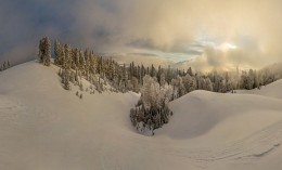 Sonnenaufgang durch den Nebel. / ***