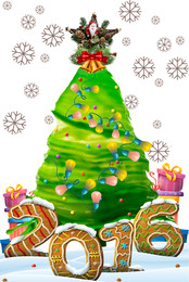 Frohes Neues Jahr! Gesundheit, Glück und alles Gute! Weihnachtsbaum aus dem Wasser .. / ***