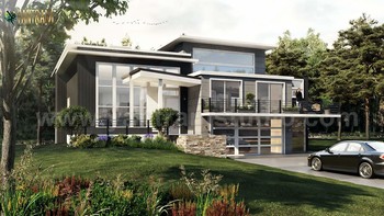 Flat Roof Landscaping Exterior House Concept of Exterior Rendering Services / ***