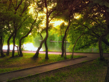 Sonnenuntergang auf dem Teich / ***