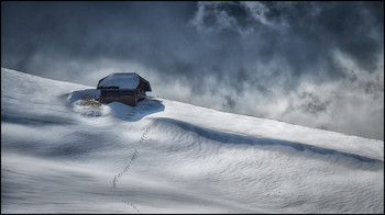 Winterruhe / Schneewehen im Naturpark Gantrisch, Schweizer Alpen.