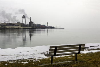 Across the River / Looking across the river while under the bridges in Sarnia