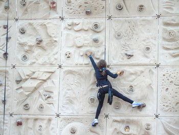 Spider Girl / Vancouver BC Canada, at the PNE exhibition grounds, can be found a wall to climb, for the young and old.