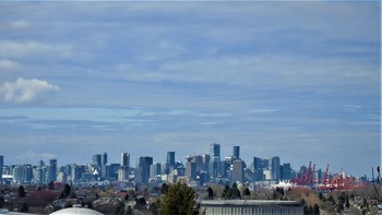 Vancouver BC Canada / from Burnaby the view of the city during COVID 19