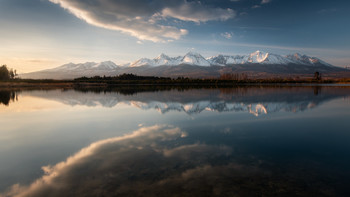 Sunset at mountain pond / Beautiful sunset on small pond under the mountains :)