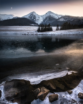 Winter pond / Small pond under the mountains. Really beautiful and peaceful place with first ice of last year winter. :)