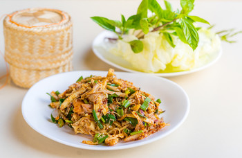 Spicy bamboo shoot salad, Thai food / Bamboo shoot salad, Spicy bamboo shoot salad, a local food in northern east Thailand