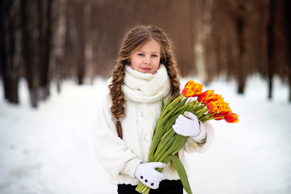 Фотосессия с весенними цветами